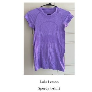 LuluLemon size 2 purple short sleeve speedy